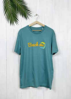 T-Shirt teal monstera grün-blau - Baumwolle mit Beach me Logo